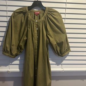 STAUD size XS dark khaki button up dress